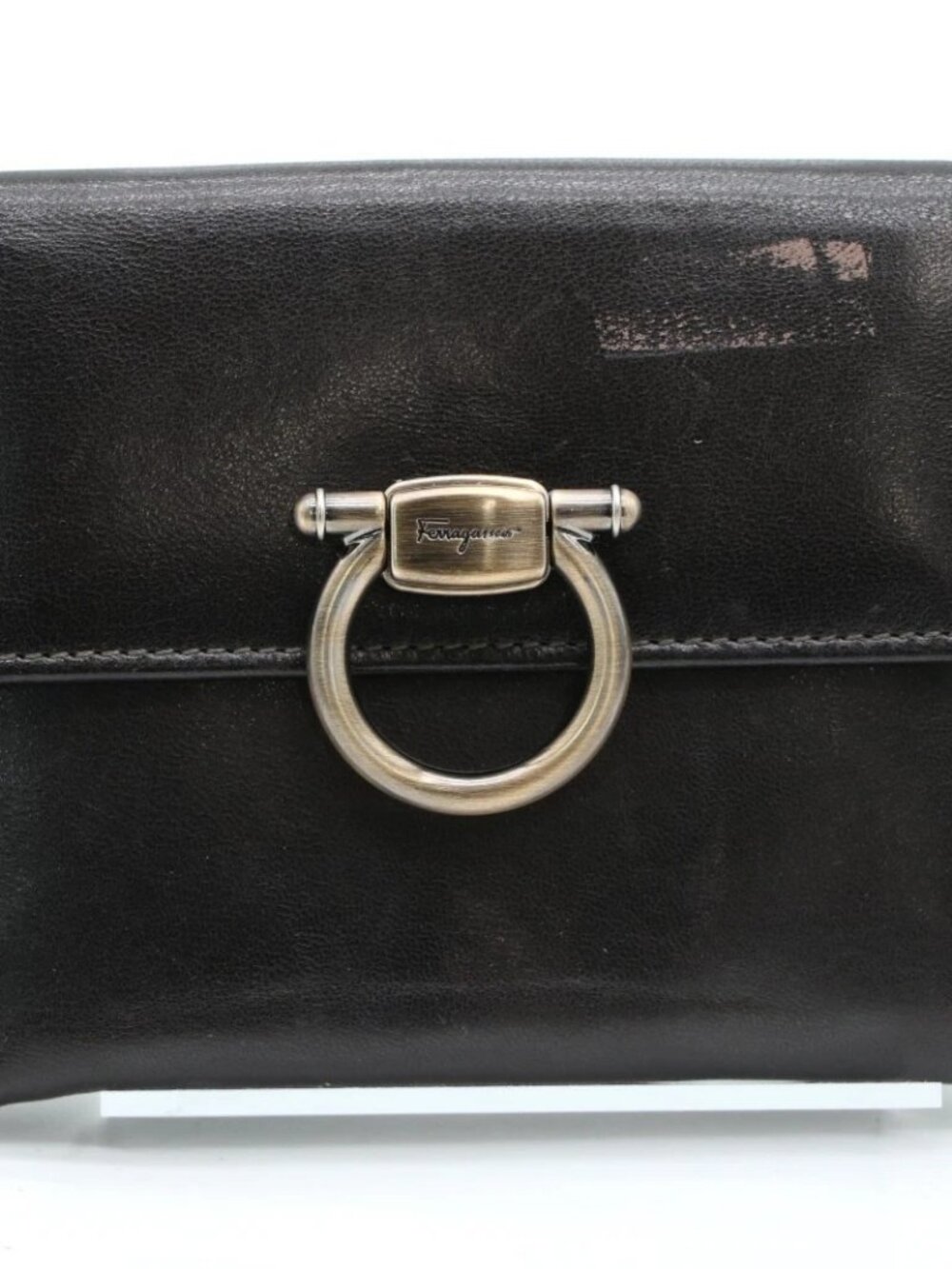 Salvatore Ferragamo Leather Continental Wallet - Black/Silver